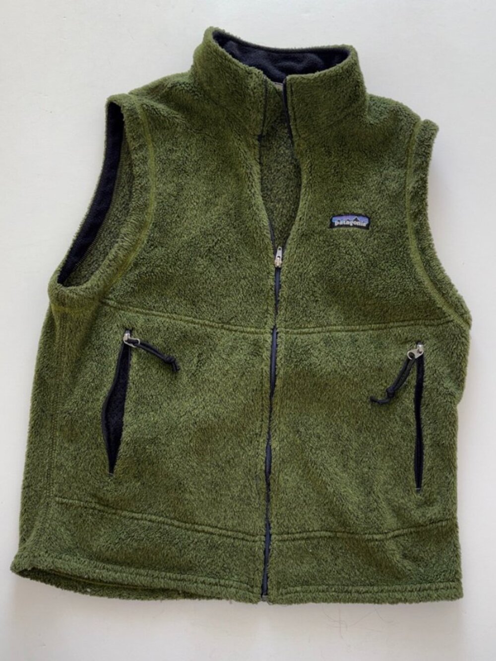 Vintage Patagonia Regulator PolarTec Full Zip Green Fuzzy Women's Vest Size M